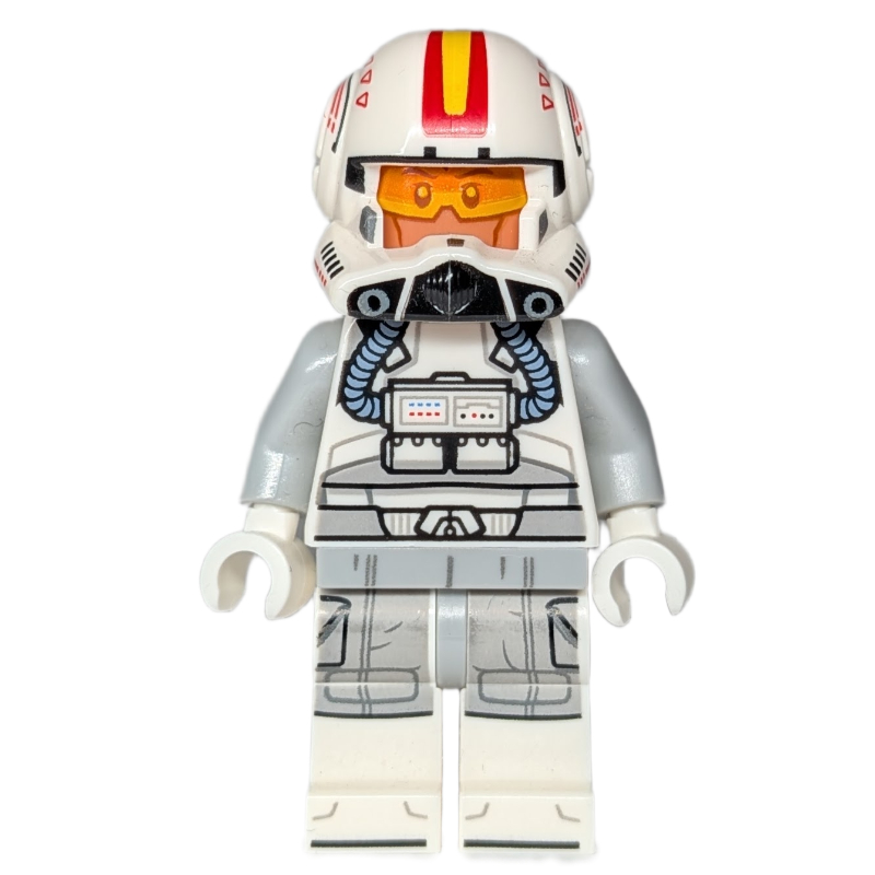 Clone Pilot, Open Helmet with Yellow and Red Markings, White Legs