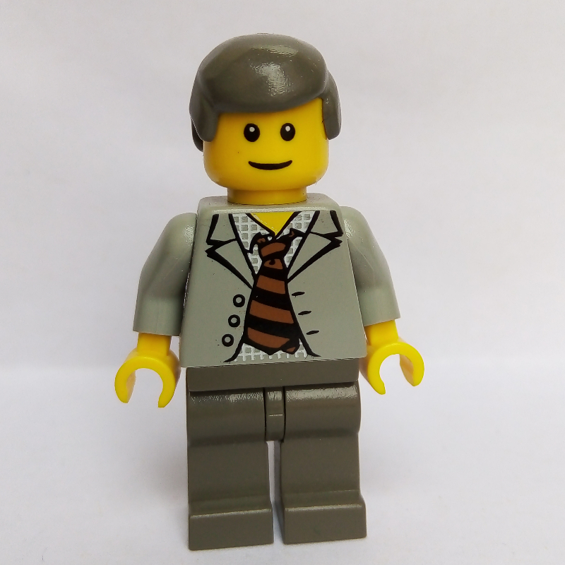 Scientist with Open Jacket and Black and Brown Striped Tie