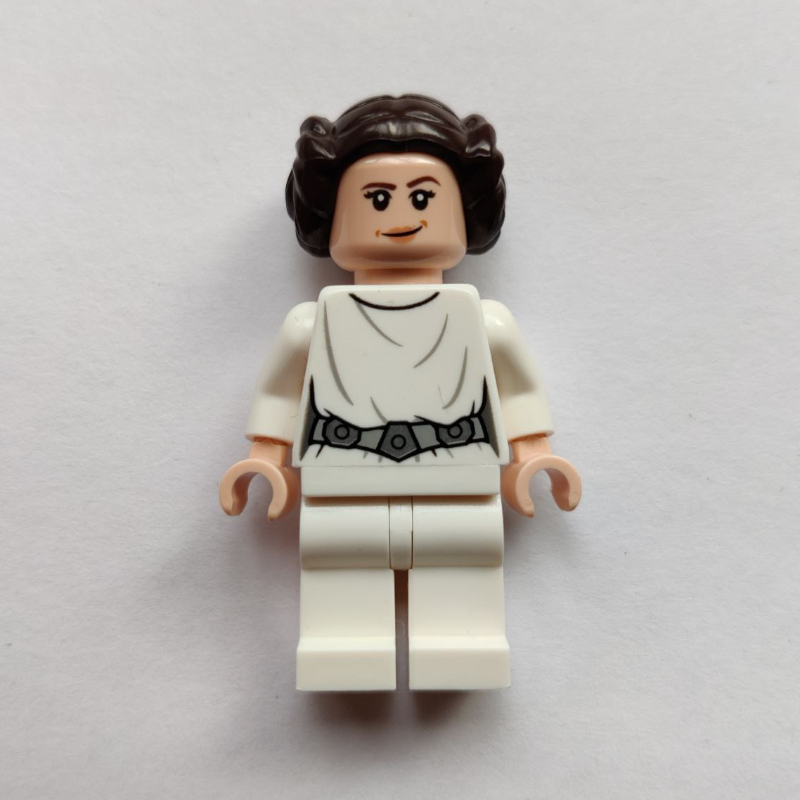Princess Leia, White Robe, Dark Brown Hair, Decorative Belt, Dual Sided Head Open Mouth / Smile