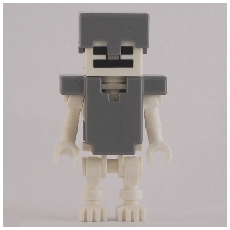 Skeleton, Square Skull, Flat Silver Helmet and Armor