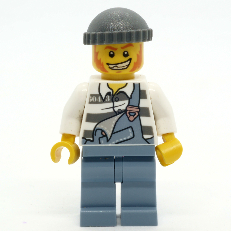 Criminal, Overalls over Prison Shirt, Dark Bluish Gray Hat