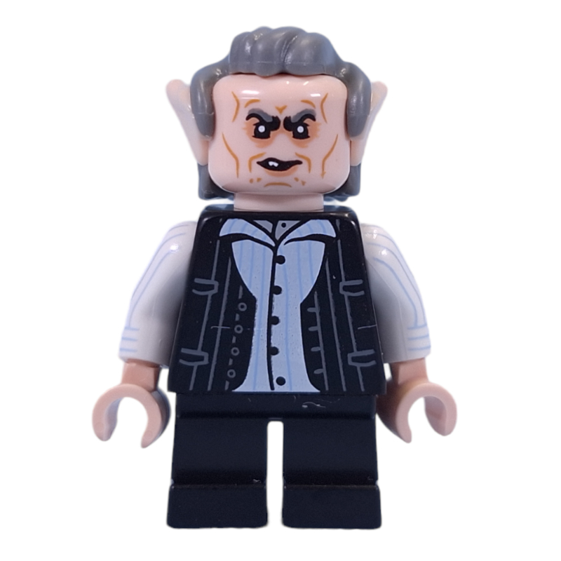 Griphook - Dark Bluish Grey Hair, Black Torso, White Arms, Black Legs