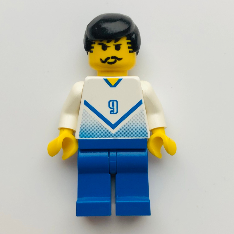 Soccer Player White Torso, Blue Legs #9
