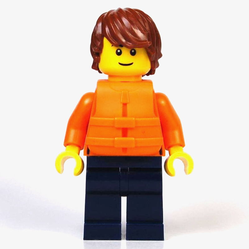 Just Jason, Orange Torso, Dark Blue Legs, Reddish Brown Hair, Orange Life Vest