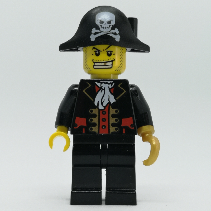 Pirate Captain, Black Jacket, Pearl Gold Hook, Bicorne Hat
