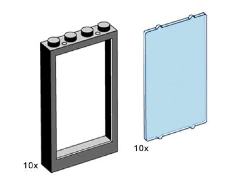 1 x 4 x 5 Black Window Frame with Blue Pane
