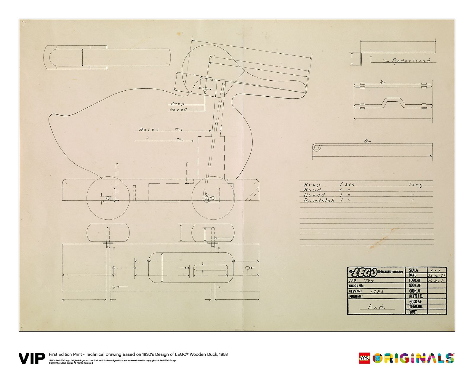 1st Edition of Wooden Duck Print, 1958